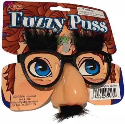 RUBBER NOSE GROUCHO GLASSES Funny Black Frame Mustache Joke Fuzzy Puss Clown Gag • $7.72