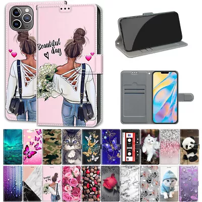 For IPhone 14/12Pro Max 6s 7/8 XS Max XR Patterned Flip Leather Wallet Card Case • $16.89