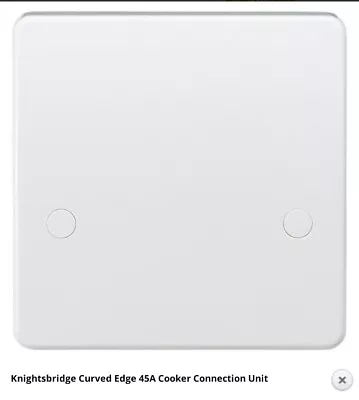 £3.40 • Buy Knightsbridge CU8340 Curved Edge 45 A Cooker Connection Unit, 230 V, White 