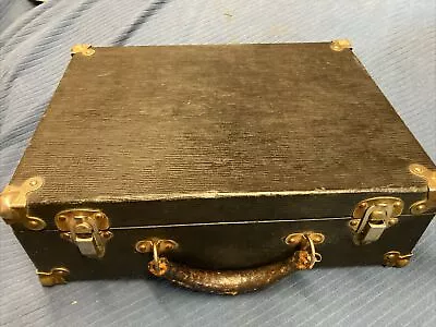 Rustic Vintage Case Suitcase Box Trunk Box W/ Leather Handle 13x10x5 • $29.95