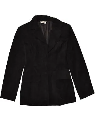 REDOK Womens Velvet 2 Button Blazer Jacket UK 10 Small Black Polyester AT70 • £26.18