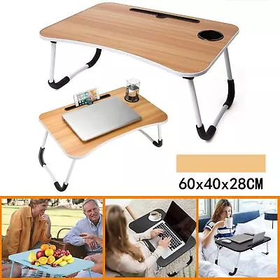 Portable Desk Wooden Bed Table Multi Function Foldable Tray Laptop Stand • $16.99