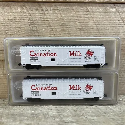 Lot Of 2 Model Power 4029 N Scale Carnation Milk 50' Reefer Car - EUC W/Case • $19.95