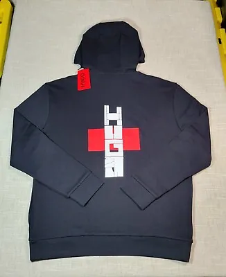 HUGO BOSS Durtle Hoodie Jacket Large XL 2XL Mens Black Red White Full Zip Logo • $139.95