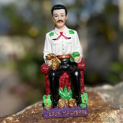 Jesus Malverde Narco Saint Sinaloa Estatua Marijuana Money Sitting Statue 6  In • $21.95
