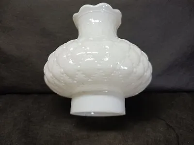 Vintage Quilted Diamond White Milk Glass Hurricane Lamp Shade 3  Fitter • $38.95
