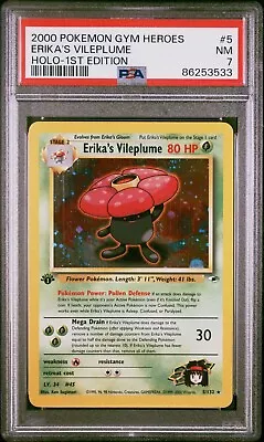 PSA 7 NM Erika's Vileplume Holo #5/132 2000 Gym Heroes 1st Edition Pokémon • $60