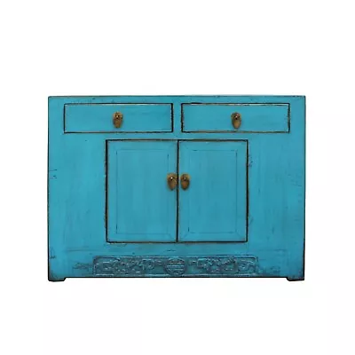 Distressed Rustic Bright Turquoise Blue Foyer Console Table Cabinet Cs5007 • $1202.50