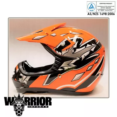 Motocross Helmet - Kids Child Youth Orange XS - XL Aust Std Dirt Bike Quad • $69.45