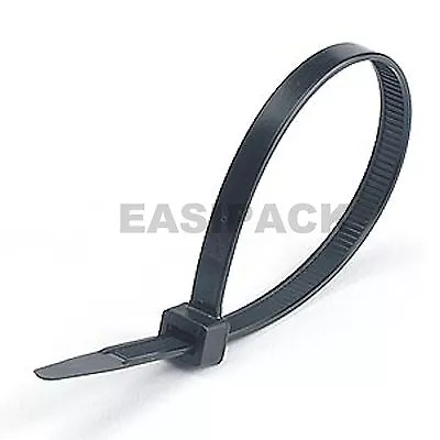 100 X (300mm X 4.8mm) CABLE TIES Zip Tie Wraps - BLACK • £3.99