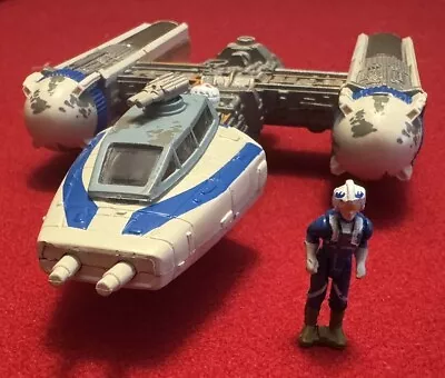 RARE Star Wars Action Fleet Y-Wing Blue Leader COMPLETE With Pilot & Droid • $18