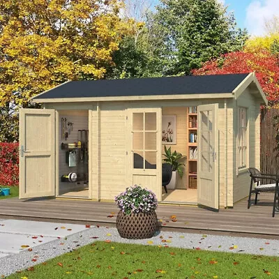 Lasita Warrington Log Cabin With Side Store 3.9m X 2.4m Two Room Summer House • £3679