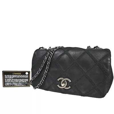 CHANEL CC Logo Diamond Stitch Chain Shoulder Bag Coating Leather BK SHW 685RJ588 • $1780