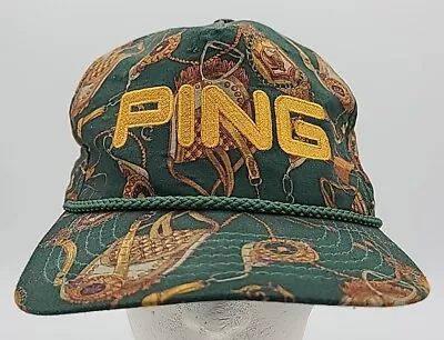 Vintage Ping Hat Mens Adjustable Green Leather Strap Back Golf Equestrian Derby • $100