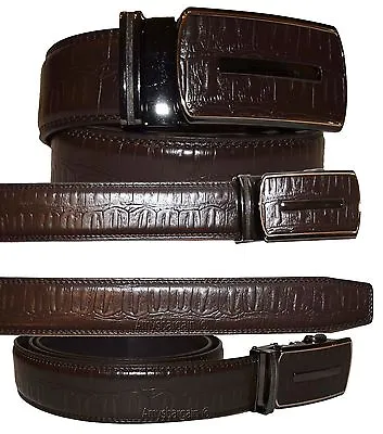 Men's Belt. Crocodile Skin Printed Size 40-42  Leather Dress Belt Automatic Lock • $19.96
