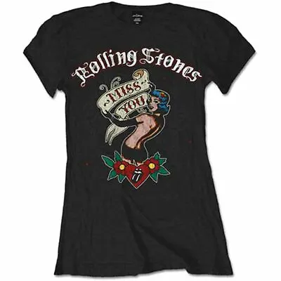 £16.95 • Buy Ladies The Rolling Stones Miss You Black T-Shirt - Womens Rock Music Tee