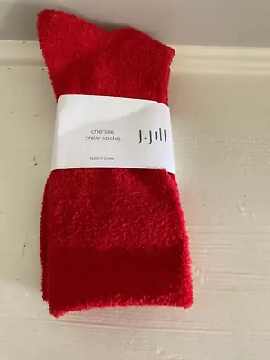 J. Jill Chenille Crew Socks  Perfect Red   One Size ~ Fits Shoe Sizes  5 -10.5 M • $10