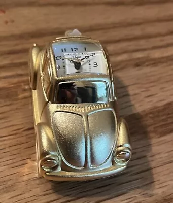 Pre-Owned Vintage Collectible Volkswagen VW Beetle Gold Tone Tabletop Clock • $18.50