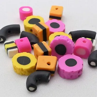 £3.40 • Buy 20 Polymer Clay Liquorice  Alsorts Beads Jewellery Making Polymer Clay Beads