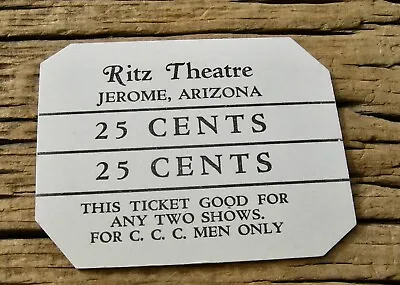 $47.95 • Buy 1930s JEROME ARIZONA AZ (MINING YAVAPAI) CCC CAMP  RITZ THEATRE  SCRIP TOKEN 