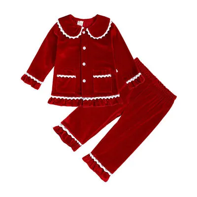 £14.99 • Buy Boys Girls Kids Christmas Pyjamas Xmas Velvet Nightgown Bathrobes Tops Pants New