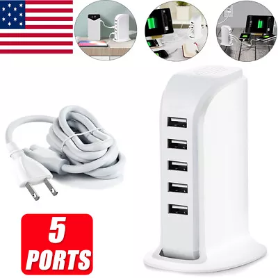 5 Port Multi USB Charger Station Desktop Fast Charging Hub Tower Adapter Travel • $9.94