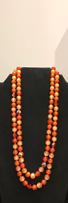 Orange MOONGLOW Vintage NECKLACE BEADED Double Strand • $24.99