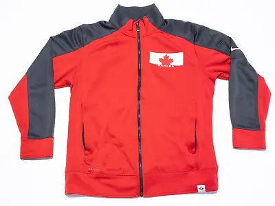 Team Canada Hockey Nike Jacket Men's Large Full Zip Red Gray Maple Leaf Flag • $49.95