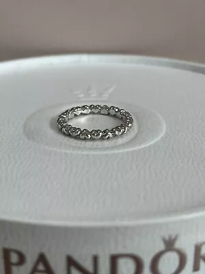 PANDORA Chain Row Of Love Hearts Stackable Ring Size 52 #190837 • $25