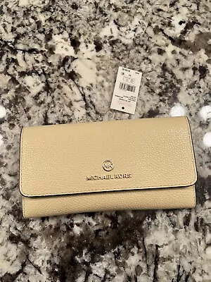 Michael Kors Women's Jet Set Travel Large Trifold Wallet - Buttermilk • $69.99