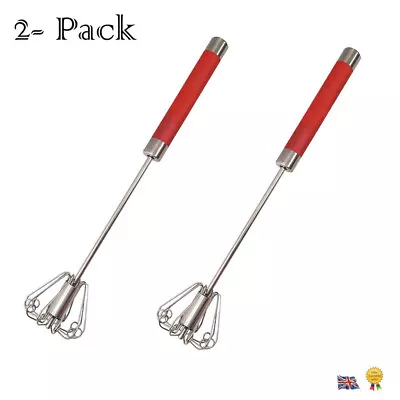 2PK Semi-Automatic Egg Whisk Hand Push Egg Beater Stainless Steel Blender Mixer • £5.99