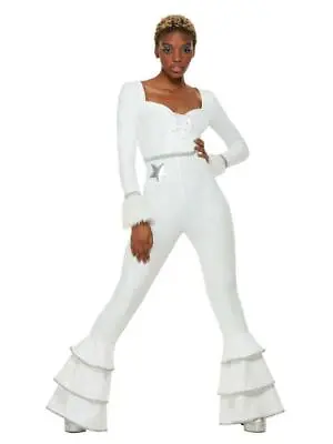 Adult Ladies Deluxe 1970's Glam Disco Fancy Dress Costume • £54.66