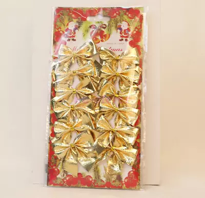 12/24X Christmas Tree Bow Decoration Baubles XMAS Party Bows Gold Red Silver AU • $14.03