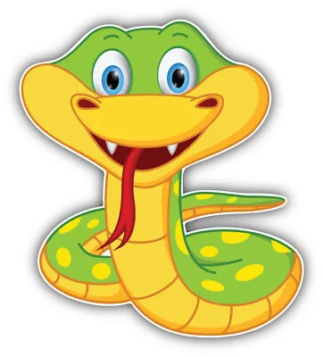 Happy Snake Cartoon Animal Car Bumper Sticker Decal -  SIZES  • $3.79