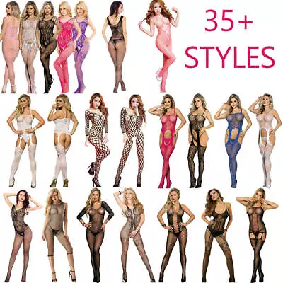 Full Body Stocking Lingerie Underwear Beautiful Sexy Plus Lace Mesh Crotchless • £3.99