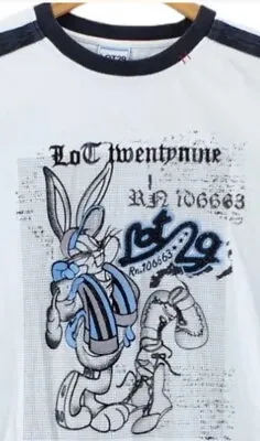Lot 29 Bugs Bunny Luxe T-Shirt Men XL White Blk Embroidered Graphic Looney Tunes • $38.40