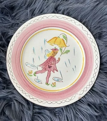 1960's PINK FAIRY Stangl 4044  Hand Painted Kiddieware 9 1/4  Plate - Trenton NJ • $19