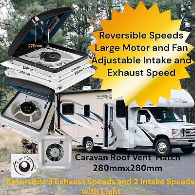 JAYCO SUITABLE CARAVAN RV ROOF HATCH SKYLIGHT 280mmx280mm 3 SPEED  FLY MESH • $140