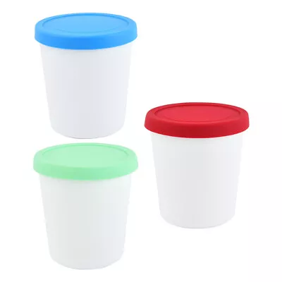 3pcs Ice Cream Bucket Ice Cream Freezer Container Ice Cube Tub With Lid • £10.68