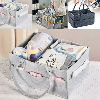 £6.49 • Buy Grey Baby Diaper Organizer Caddy Felt Changing Nappy Kids Storage Carrier Bag