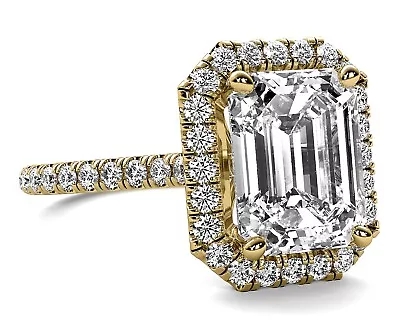 Halo 11.36 Carat VS1 G Emerald Cut Lab Created Diamond Engagement Ring 14k Gold • $13395