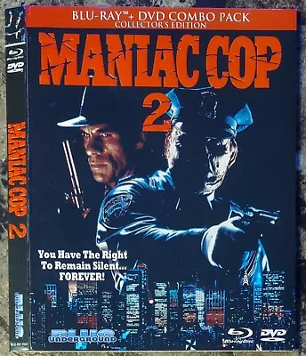 Maniac Cop 2 Collectors Edition Blue Underground Blu-ray EMBOSSED SLIPCOVER ONLY • $17.99
