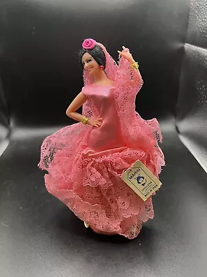 Marin Chiclana Figurine 7  Spanish Flamenco Dancer Pink Vintage 70s Doll • $40