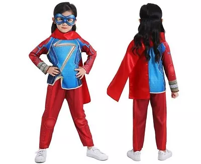 Kids Ms Marvel Kamala Khan Costume Girls Superhero Cosplay Outfit Halloween Suit • $22.99