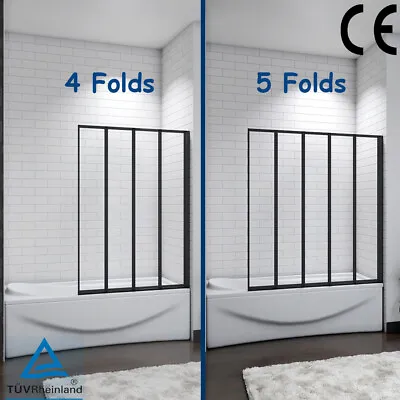 £91 • Buy AICA New Black Framed 1400mm Height 4/5 Folding Pivot Shower Bath Screen Panel