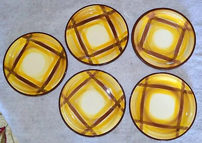 5 VINTAGE Brown Plaid Vernonware Vernon Kiln Organdie 6 1/4  BREAD Plate  • $14.95