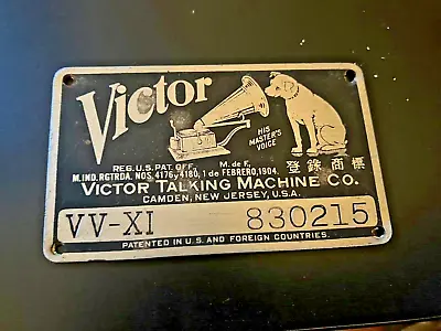 Original Victor Victrola VV-XI Phonograph Metal ID Tag • $12