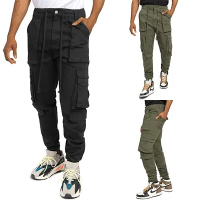 Victorious Men's Classic Utility Cargo Tapered Drawstring Jogger Pants JG3030 • $39.99