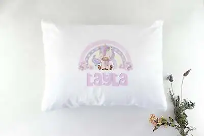 £7.99 • Buy Personalised Bedding Pillowcase, Purple Rainbow With A Sitting Unicorn. AMAZING 