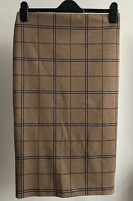 Brown Checked Pencil Skirt - Marks And Spencer’s - Size 10 • £4